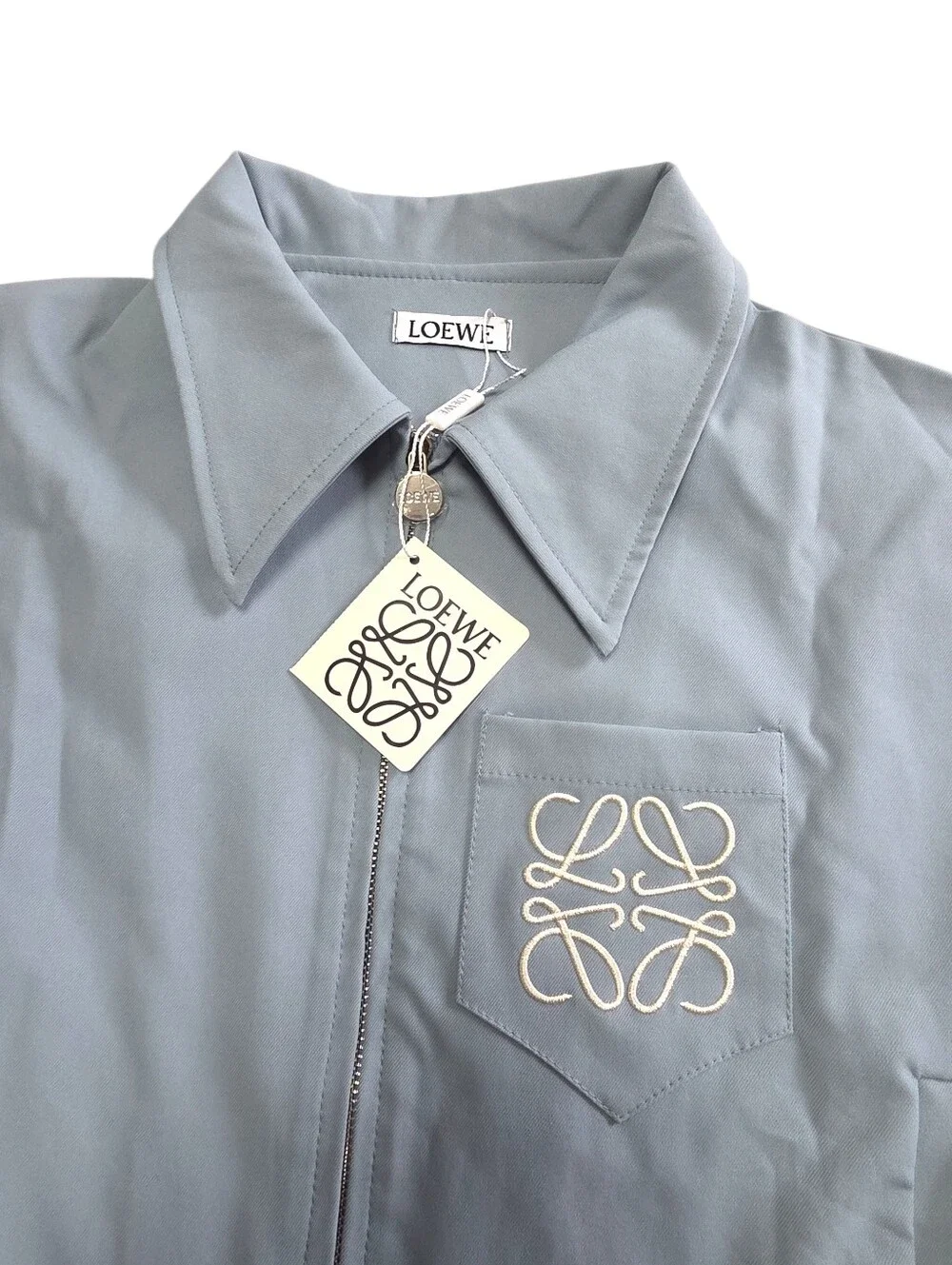 Loewe Powder Blue Cropped Zip Jacket with Embroidered Logo Med - Picture 2 of 6